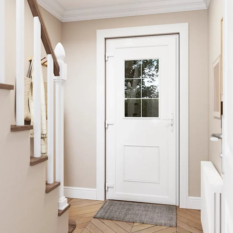 Porte d'entrée FORTIA pvc blanc RAL 9003 Mindil 97 x h.219 cm poussant gauche