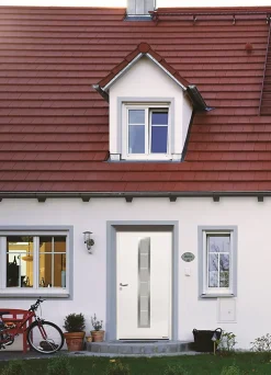 Porte d'entrée Hörmann acier galvanisé l.90 x h.215 cm poussant droit THP700B blanc ral 9016