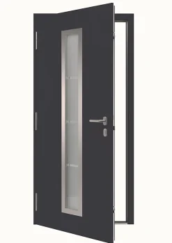 Porte d'entrée Hörmann acier galvanisé l.90 x h.215 cm poussant droit THP700B gris anthracite ral 7016
