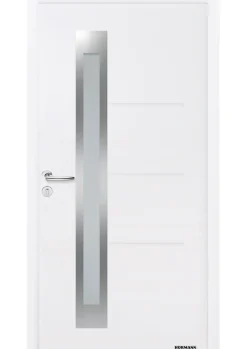 Porte d'entrée Hörmann acier galvanisé l.90 x h.215 cm poussant droit THP780S blanc ral 9016
