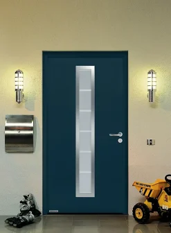Porte d'entrée Hörmann acier galvanisé l.90 x h.215 cm poussant gauche THP700B gris anthracite ral 7016