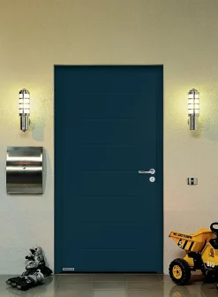 Porte d'entrée Hörmann acier galvanisé l.90 x h.215 cm poussant gauche THP015 gris anthracite ral 7016