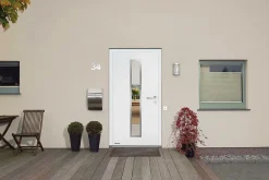 Porte d'entrée Hörmann acier galvanisé l.90 x h.215 cm poussant gauche THP700N blanc ral 9016