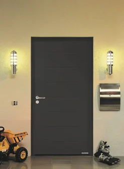Porte d'entrée Hörmann acier galvanisé l.90 x h.215 cm poussant droit THP015 gris anthracite ral 7016