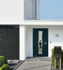 Porte d'entrée Hörmann acier galvanisé l.90 x h.215 cm poussant gauche THP700N gris anthracite ral 7016