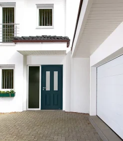 Porte d'entrée Hörmann acier galvanisé l.90 x h.215 cm poussant droit THP410S gris anthracite ral 7016