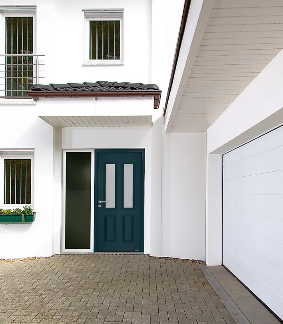 Porte d'entrée Hörmann acier galvanisé l.90 x h.215 cm poussant droit THP410S gris anthracite ral 7016