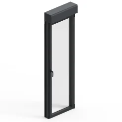 Porte fenêtre alu 1 vantail + volet roulant électrique GoodHome gris - l.80 x h.215 cm, tirant droit