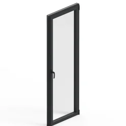 Porte fenêtre alu 1 vantail GoodHome gris - l.80 x h.215 cm, tirant droit