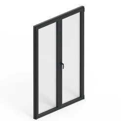 Porte fenêtre alu 2 vantaux GoodHome gris - l.120 x h.215 cm, tirant droit