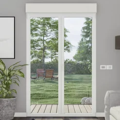 Porte fenêtre alu 2 vantaux + volet roulant électrique GoodHome blanc - l.120 x h.215 cm, tirant droit