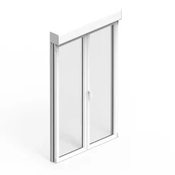 Porte fenêtre alu 2 vantaux + volet roulant électrique GoodHome blanc - l.140 x h.215 cm, tirant droit