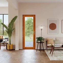 Porte fenêtre bois 1 vantail GoodHome - l.80 x h.215 cm, tirant gauche