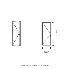 Porte fenêtre bois 1 vantail GoodHome - l.80 x h.215 cm, tirant gauche