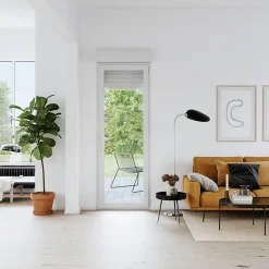 Porte fenêtre PVC 1 vantail tirant + volet roulant électrique GoodHome blanc - l.80 x h.205 cm, tirant droit
