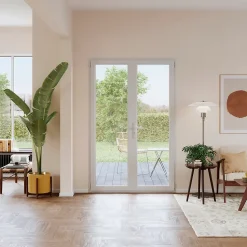 Porte fenêtre PVC 2 vantaux GoodHome blanc - 100 x h.205 cm, tirant droit