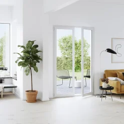 Porte fenêtre PVC 2 vantaux GoodHome blanc - 100 x h.215 cm, tirant droit