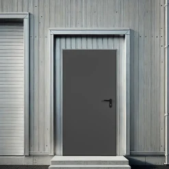 Porte Métallique Industrielle De Service Isolée Réversible L900 H2150 RAL7016 En Applique