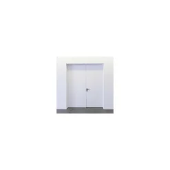 Porte Métallique Industrielle Coupe Feu 1H Double Poussant Droit L900+900 H2050 RAL9010 En Applique