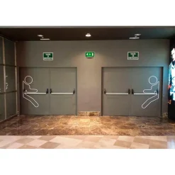 Porte Métallique Industrielle Coupe Feu 1H Double Poussant Droit L900+900 H2050 RAL9010 En Applique