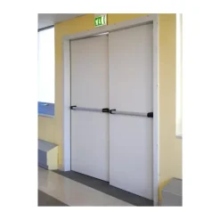 Porte Métallique Industrielle De Service Double Poussant Droit L900+400 H2150 RAL9010 En Applique