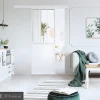 Porte seule 3 carreaux vitrés transparents, coloris blanc H.204 x l.83cm