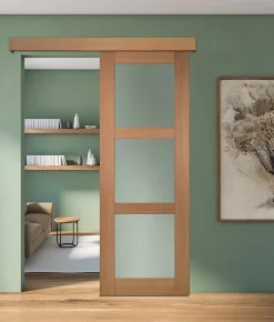 Porte seule 3 Vitrages URSA bois chêne européen 2040 x 730