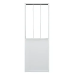 Porte seule en aluminium 3 carreaux vitrés transparents 73 coloris blanc H.204 x l.73cm