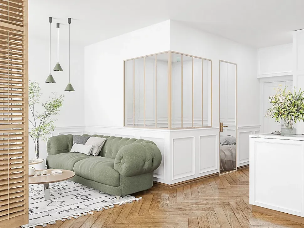 Poteau d'angle pour verrière atelier en aluminium thermolaqué 130 cm naturel clair - BAYVIEW