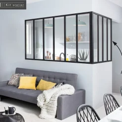 Poteau de terminaison en aluminium coloris noir sablé H.108cm