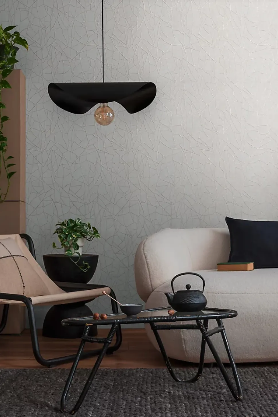 Profhome 399341-GU Papier peint à motifs graphiques légèrement texturé satiné 5,33 m2