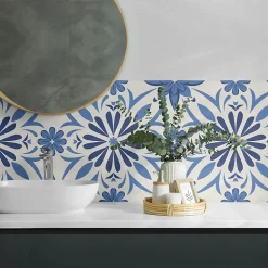 Revêtement Mural PVC Wallfluent 100x50 cm Motifs Végétaux En Carreaux 1 pièce