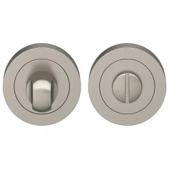 Rosace de fonction rond à visser à condamnation GoodHome Duod essential effet nickel satin gris Ø50mm