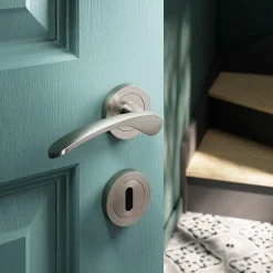 Rosace de fonction rond à visser GoodHome Duod effet nickel satin gris Ø50mm