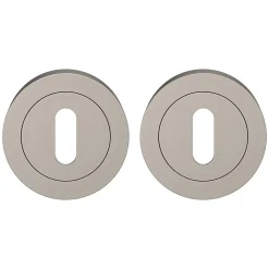Rosace de fonction rond à visser GoodHome Duod effet nickel satin gris Ø50mm
