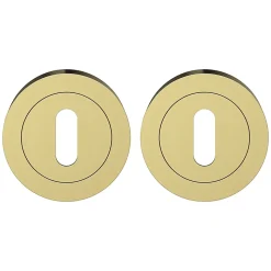 Rosace de fonction rond à visser à serrure GoodHome Duod effet laiton satin or Ø50mm