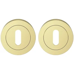 Rosace de fonction rond à visser à serrure GoodHome Duod effet laiton or Ø50mm