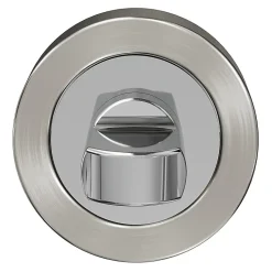 Rosace de fonction rond à visser à condamnation GoodHome Duod Zamac effet chrome et nickel satin gris Ø52mm