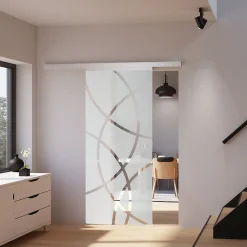 Schulte porte coulissante complète - verre - 88x203cm - décor cercles - poignée ronde + softclose