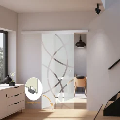 Schulte porte coulissante complète - verre - 88x203cm - décor cercles - poignée ronde + softclose