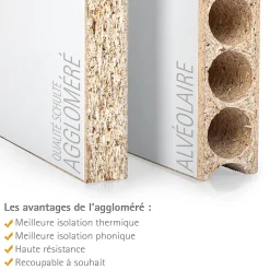 Schulte porte coulissante complète bois -102x220cm - bois blanc - poignée cuvette ronde + double softclose