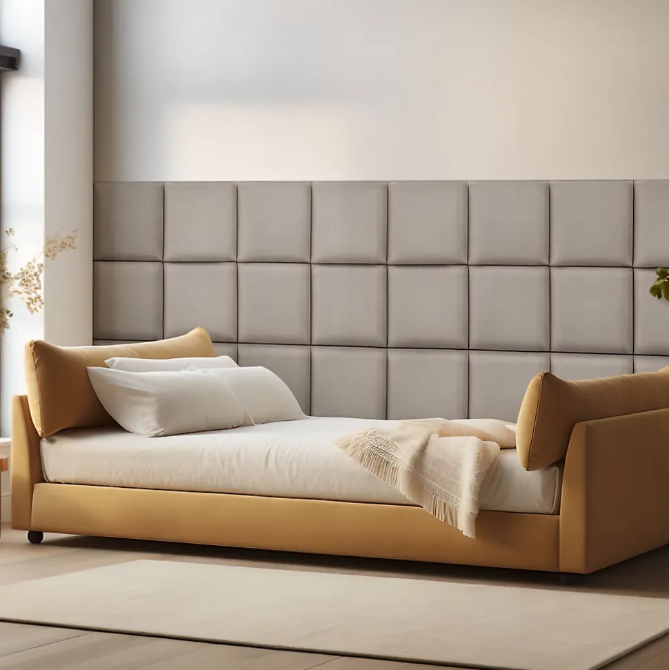 Set de 4 coussins muraux Carpino en velours 30 x 30 cm gris clair neu.haus