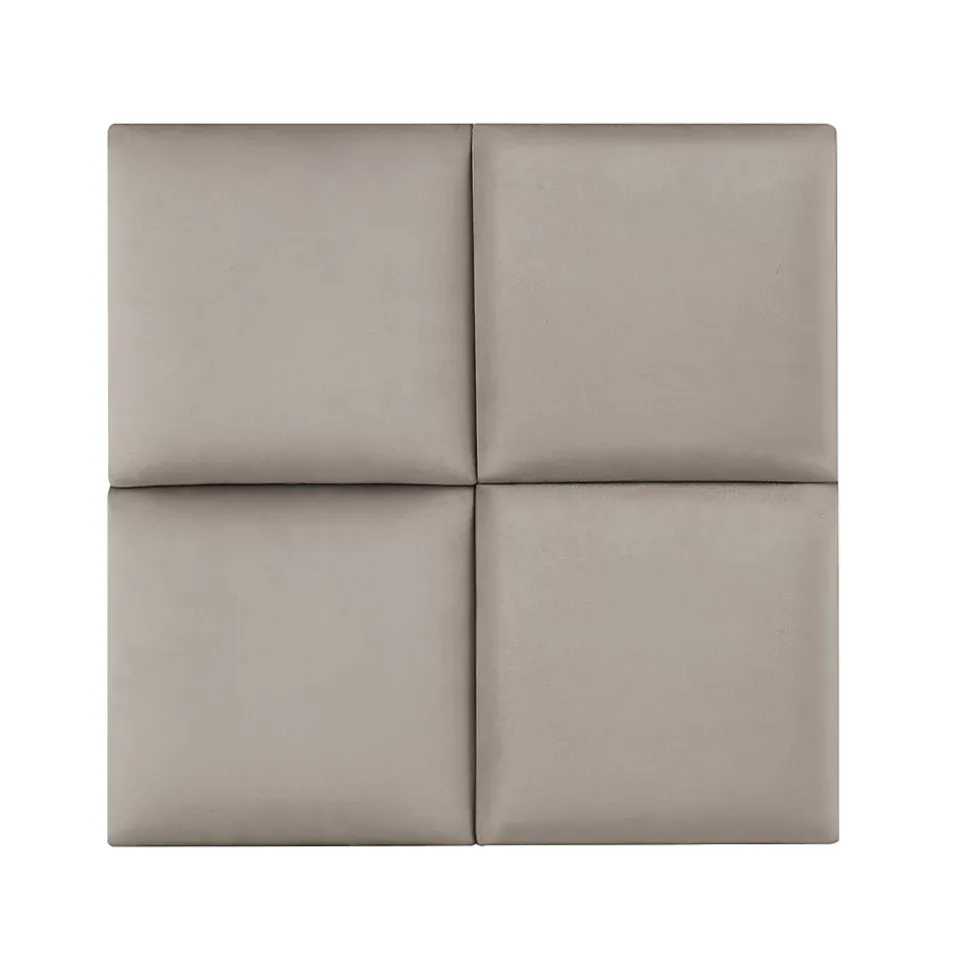 Set de 4 coussins muraux Carpino en velours 30 x 30 cm gris clair neu.haus