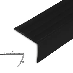 Seuil d'escalier Toronto PVC Montage avec ou sans perçage 40 x 25 mm Noir Longueur: 120 cm