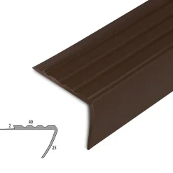 Seuil d'escalier Toronto PVC Montage avec ou sans perçage 40 x 25 mm Marron Longueur: 100 cm