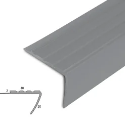 Seuil d'escalier Toronto PVC Montage avec ou sans perçage 40 x 25 mm Gris Longueur: 100 cm