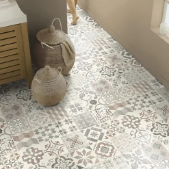 Sol Lino - Carreaux de ciment - Naturel - Rouleau de 2m x 2m