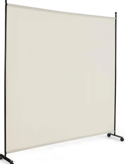 Séparateur de Pièce 184 x 184 cm, Paravent de Confidentialité sur roulettes, Paravent Autoportant pour Salon, Chambre, Blanc