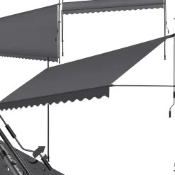 Store à pince sans perçage avec Manivelle Réglable en hauteur 211 - 304 cm noir/gris