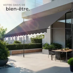 Store à pince sans perçage avec Manivelle Réglable en hauteur 211 - 304 cm noir/gris